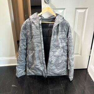 Men's Hooded Insulated Jacket - Gray Camouflage